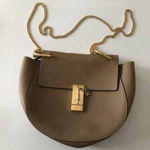 Authentic Chloé Drew Shoulder Bag in Grey Leather